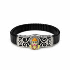 Marvel Silver Hanuman adjustable bracelet for boys with colorful Lord Hanuman motif, silver-tone decorative centerpiece and black segmented band