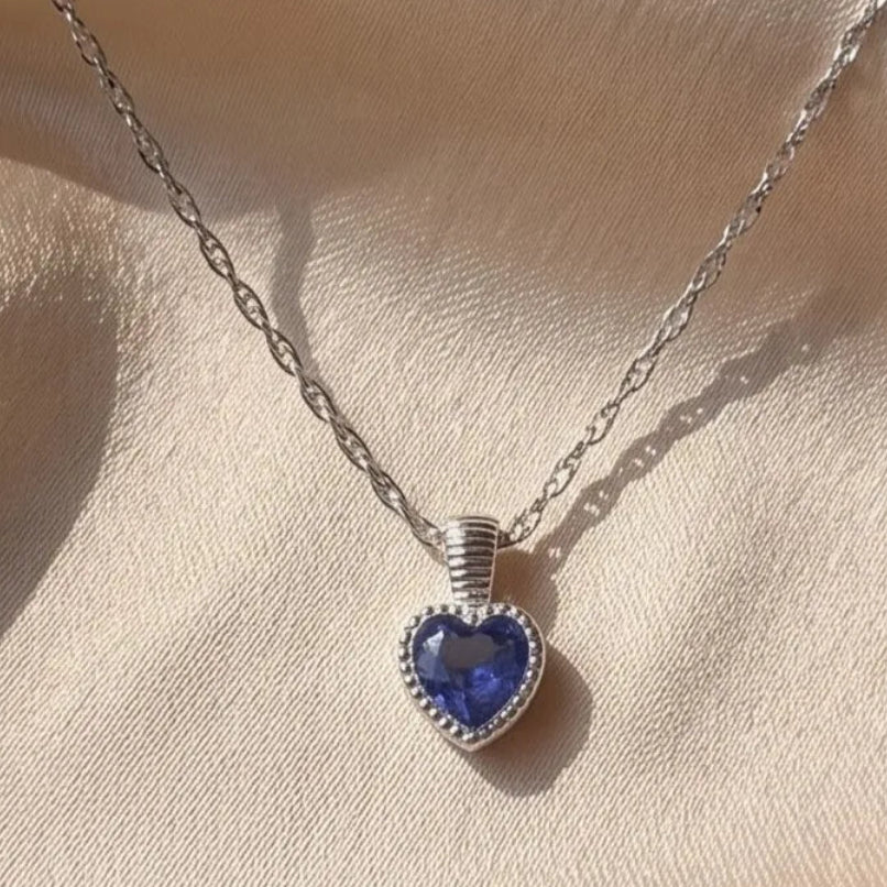 Silver Heart Chain Pendant with Purple Stone for Girls and Women – Marvel Silver