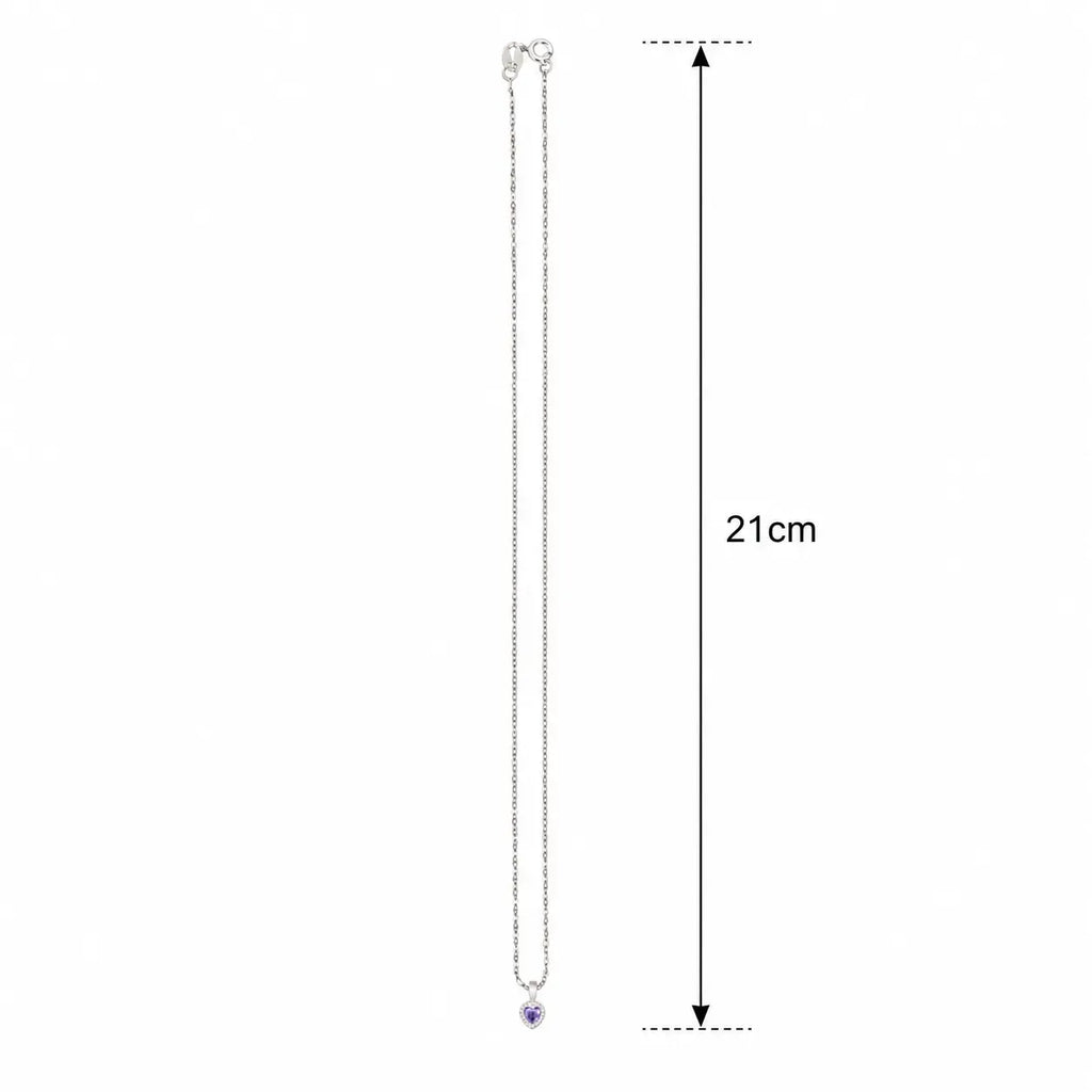 Silver Heart Chain Pendant with Purple Stone for Girls and Women – Marvel Silver