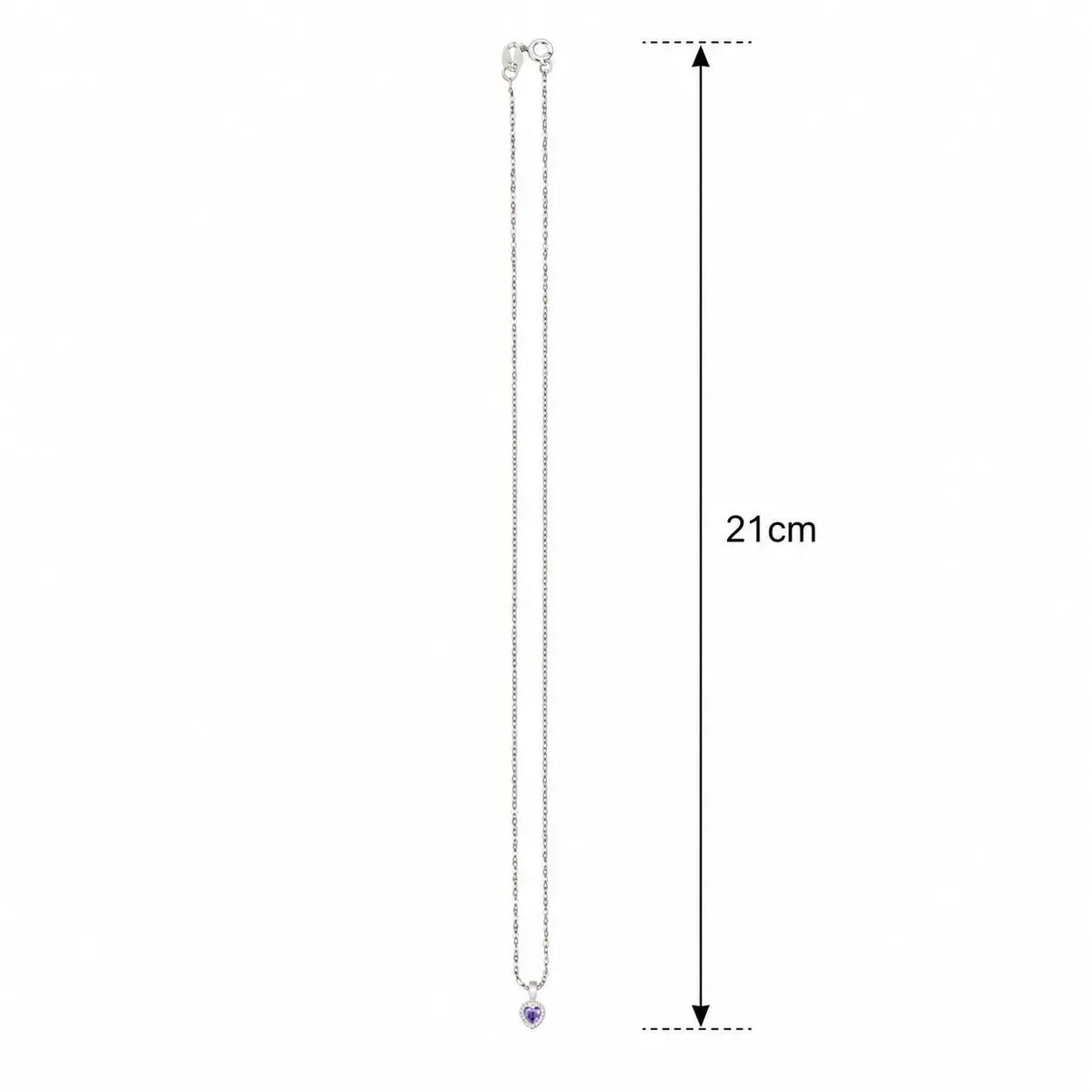 Silver Heart Chain Pendant with Purple Stone for Girls and Women – Marvel Silver
