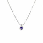 Silver Heart Chain Pendant with Purple Stone for Girls and Women – Marvel Silver