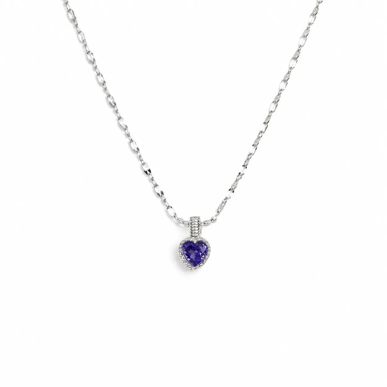Silver Heart Chain Pendant with Purple Stone for Girls and Women – Marvel Silver
