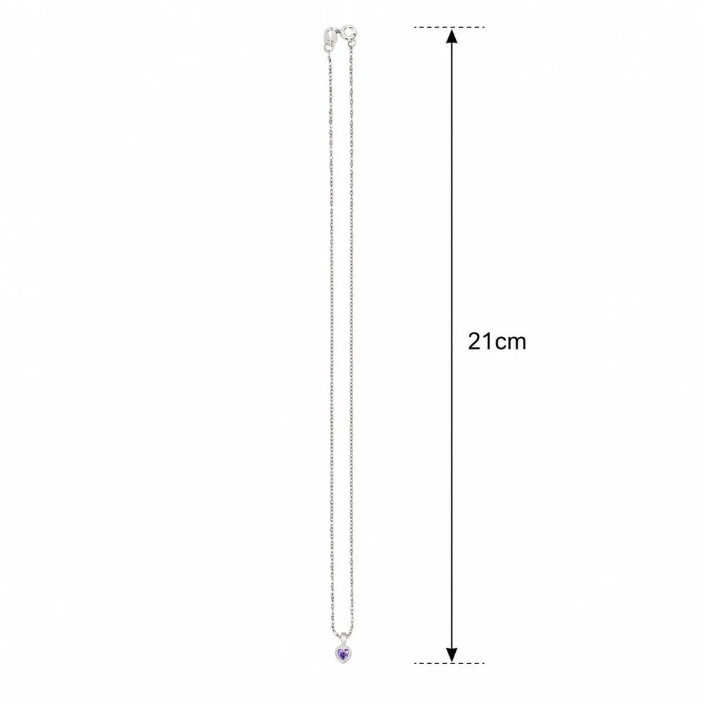 Silver Heart Chain Pendant with Purple Stone for Girls and Women – Marvel Silver