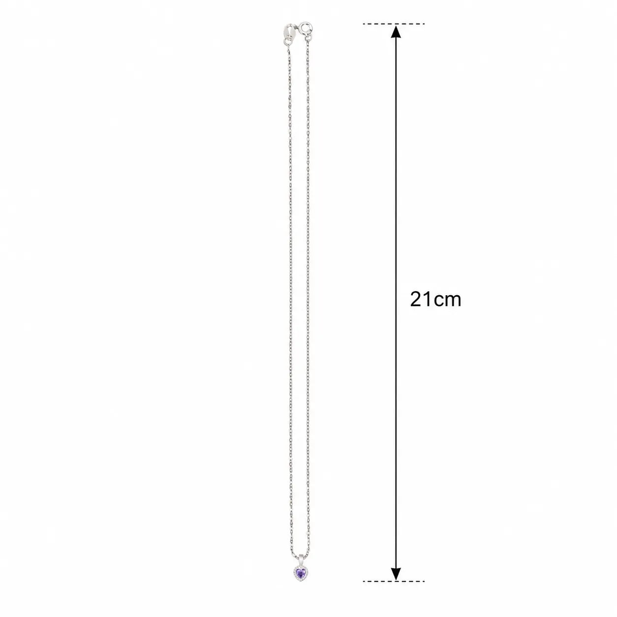 Silver Heart Chain Pendant with Purple Stone for Girls and Women – Marvel Silver