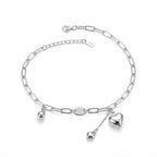 Marvel Silver Heart Charm Anklet with elegant silver chain and dangling heart charms for women and girls.