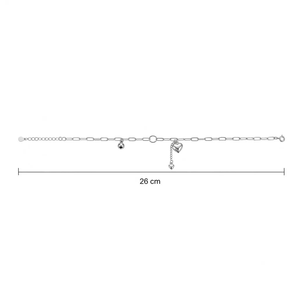 Marvel Silver Heart Charm Anklet with elegant silver chain and dangling heart charms for women and girls.