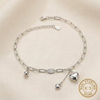 Marvel Silver Heart Charm Anklet with elegant silver chain and dangling heart charms for women and girls.