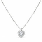 Marvel Silver heart design silver chain pendant for girls with white stone detailing