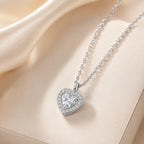 Marvel Silver heart design silver chain pendant for girls with white stone detailing