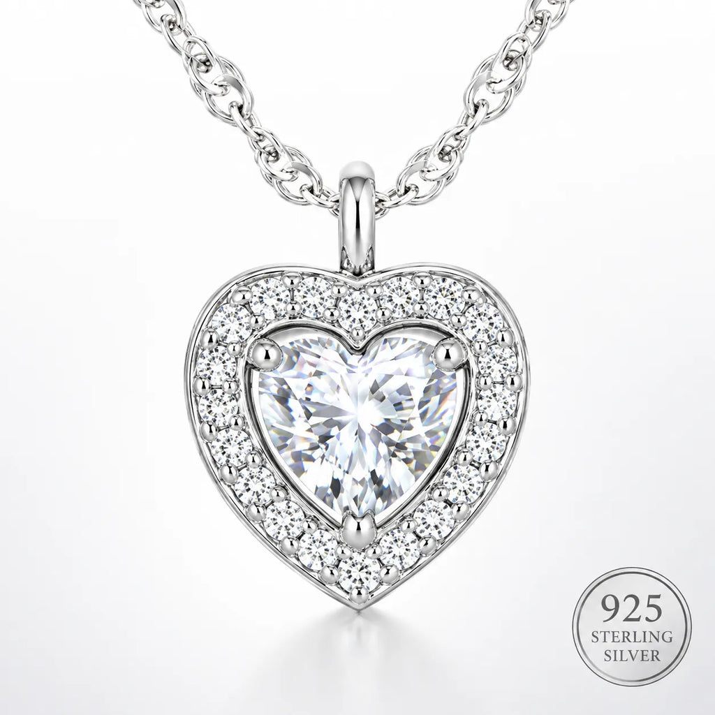 Marvel Silver heart design silver chain pendant for girls with white stone detailing