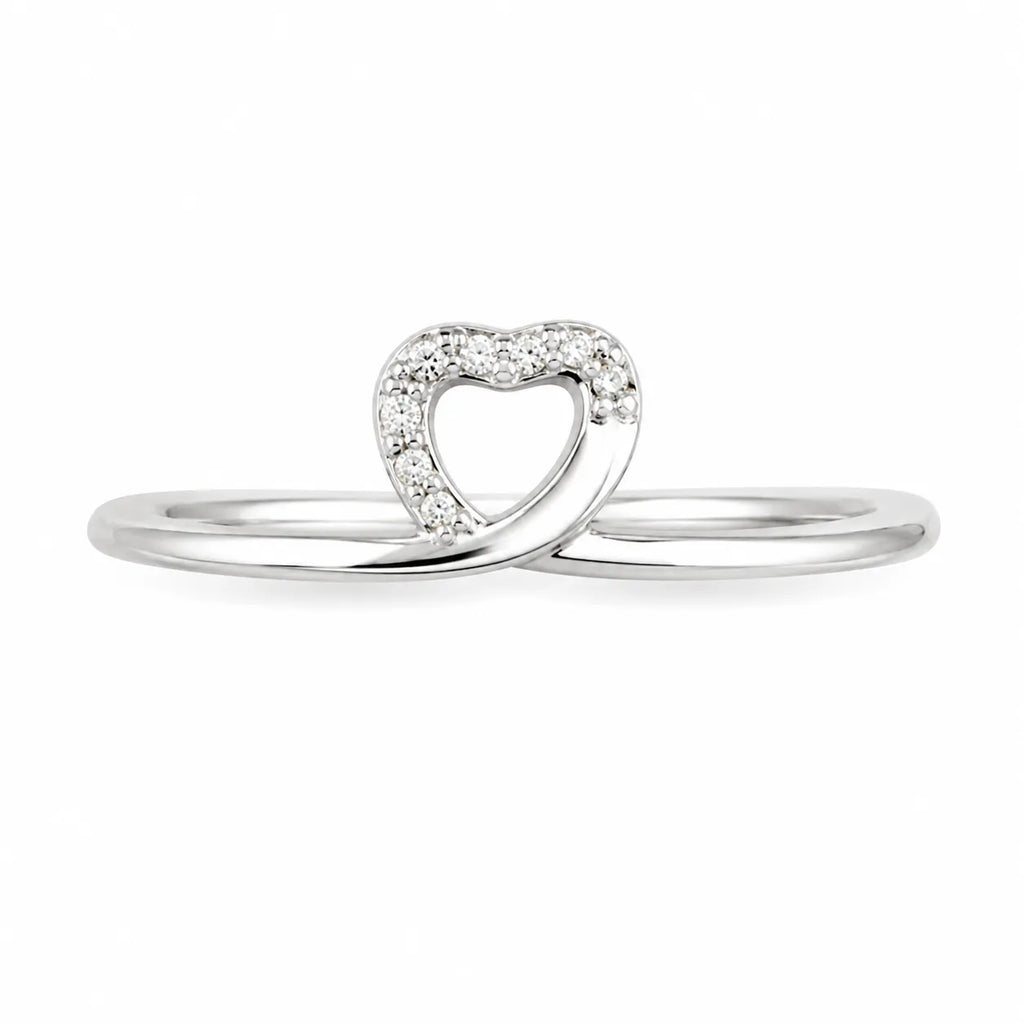 Marvel Silver heart design silver ring for women with white stones