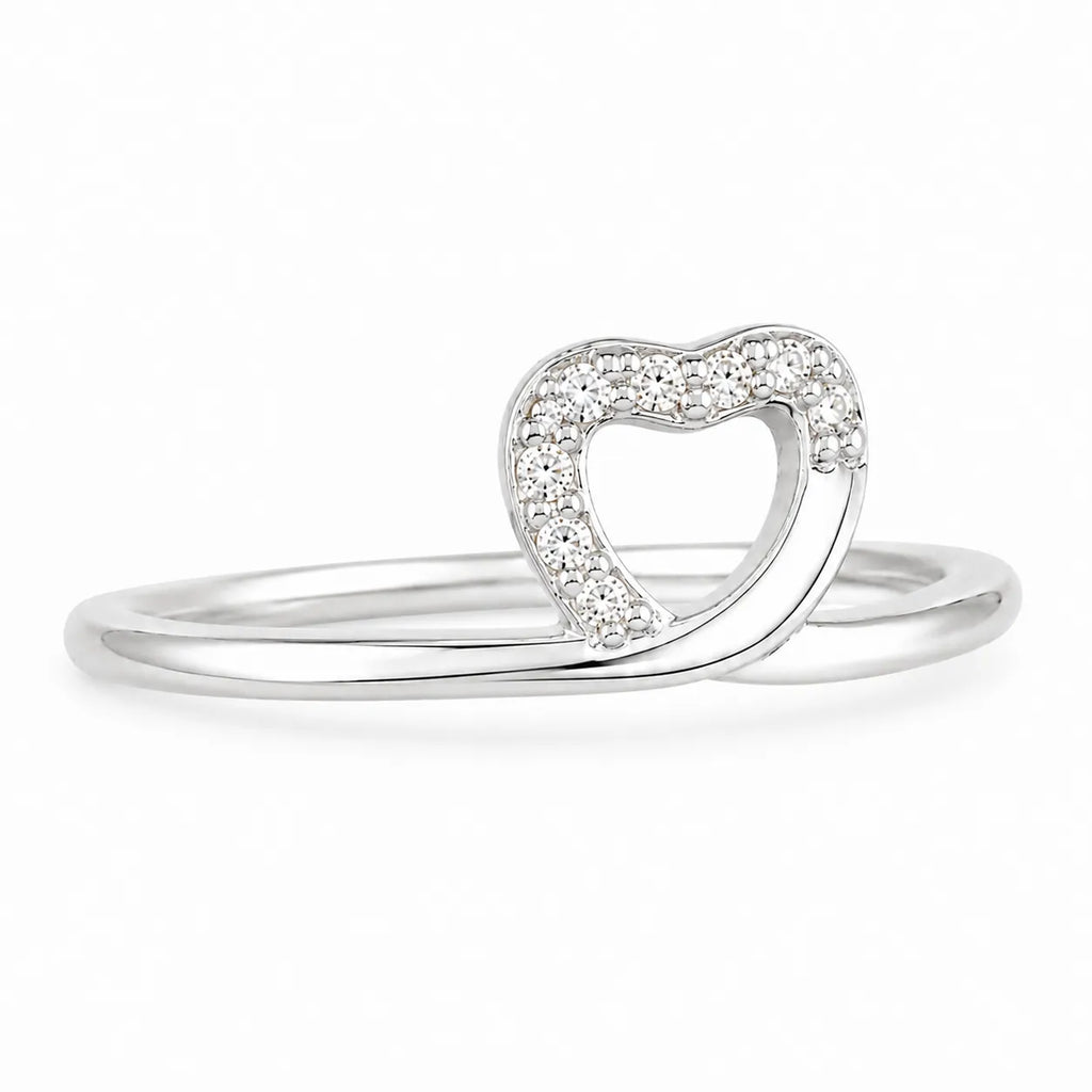 Marvel Silver heart design silver ring for women with white stones