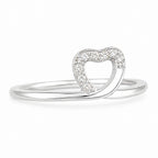 Marvel Silver heart design silver ring for women with white stones