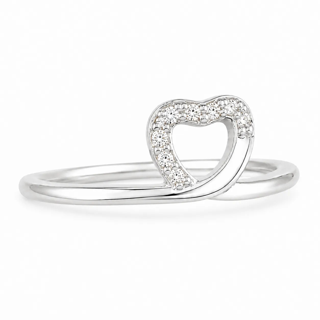 Marvel Silver heart design silver ring for women with white stones