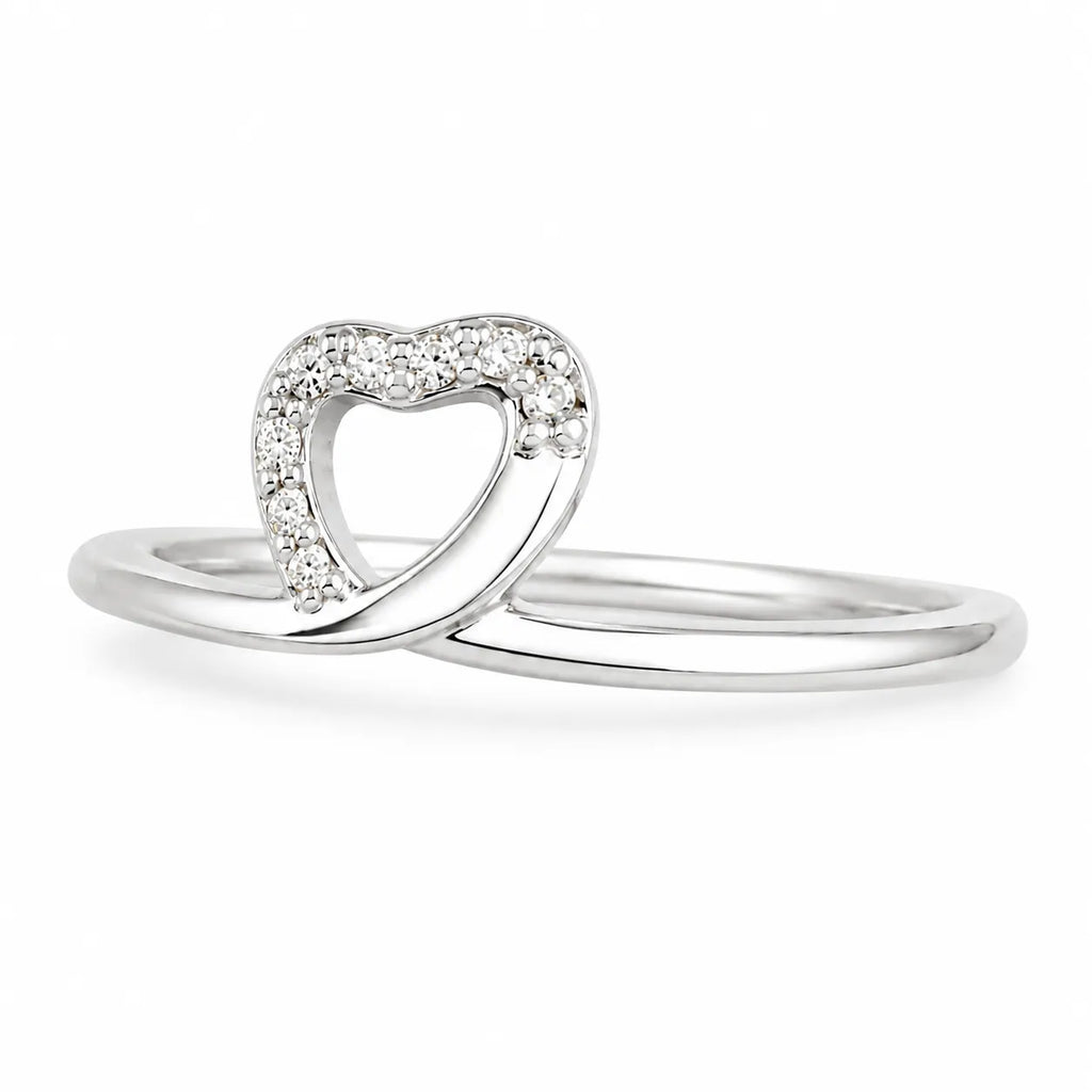 Marvel Silver heart design silver ring for women with white stones