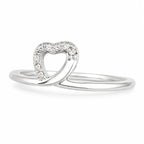 Marvel Silver heart design silver ring for women with white stones