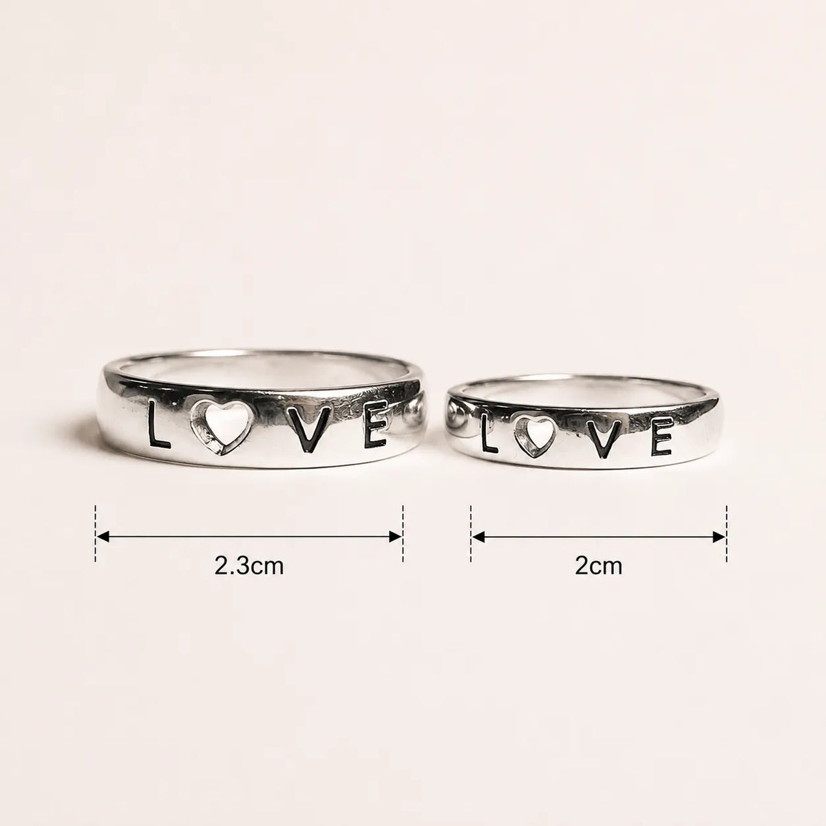 Silver Heart Hole Love Couple Rings for Him and Her – Marvel Silver