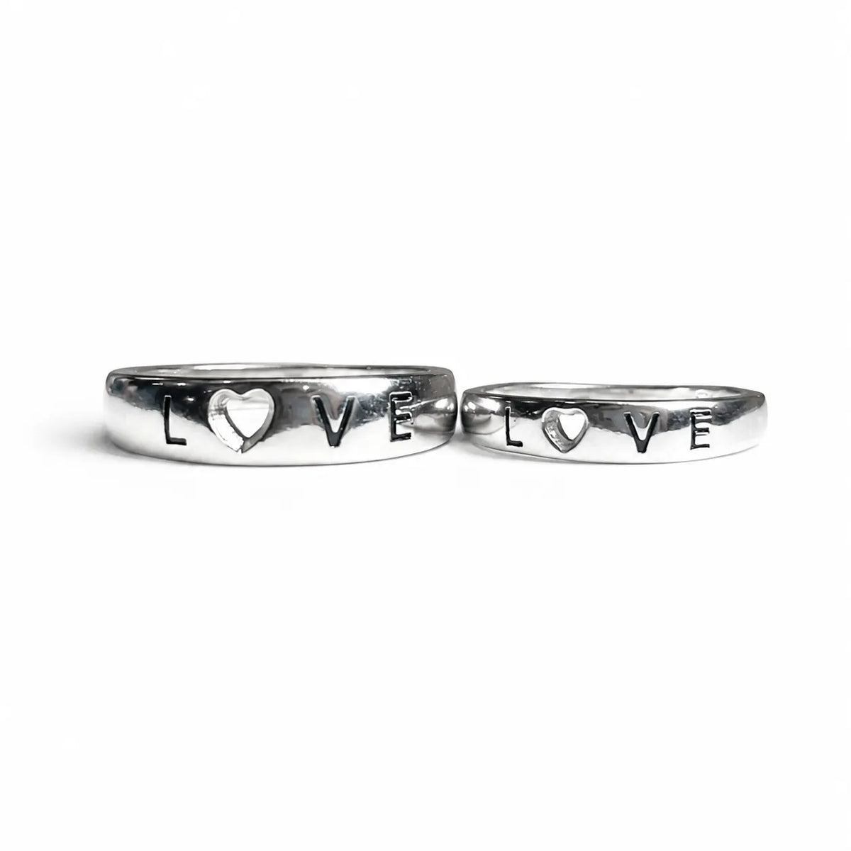 Silver Heart Hole Love Couple Rings for Him and Her – Marvel Silver