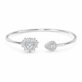 Marvel Silver heart and leaf design silver kada for girls with sparkling white stones
