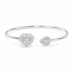 Marvel Silver heart and leaf design silver kada for girls with sparkling white stones