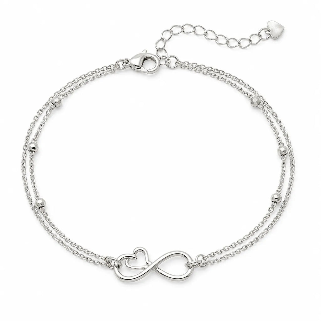 Marvel Silver infinity heart silver bracelet for women with double chain design
