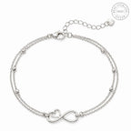 Marvel Silver infinity heart silver bracelet for women with double chain design