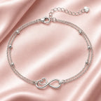 Marvel Silver infinity heart silver bracelet for women with double chain design