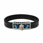 ]Marvel Silver Kartikey Adjustable Bracelet for boys with divine Kartikey motif, colorful peacock details and black segmented band