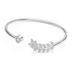 Marvel Silver leaf design silver kada for girls with sparkling stone detail