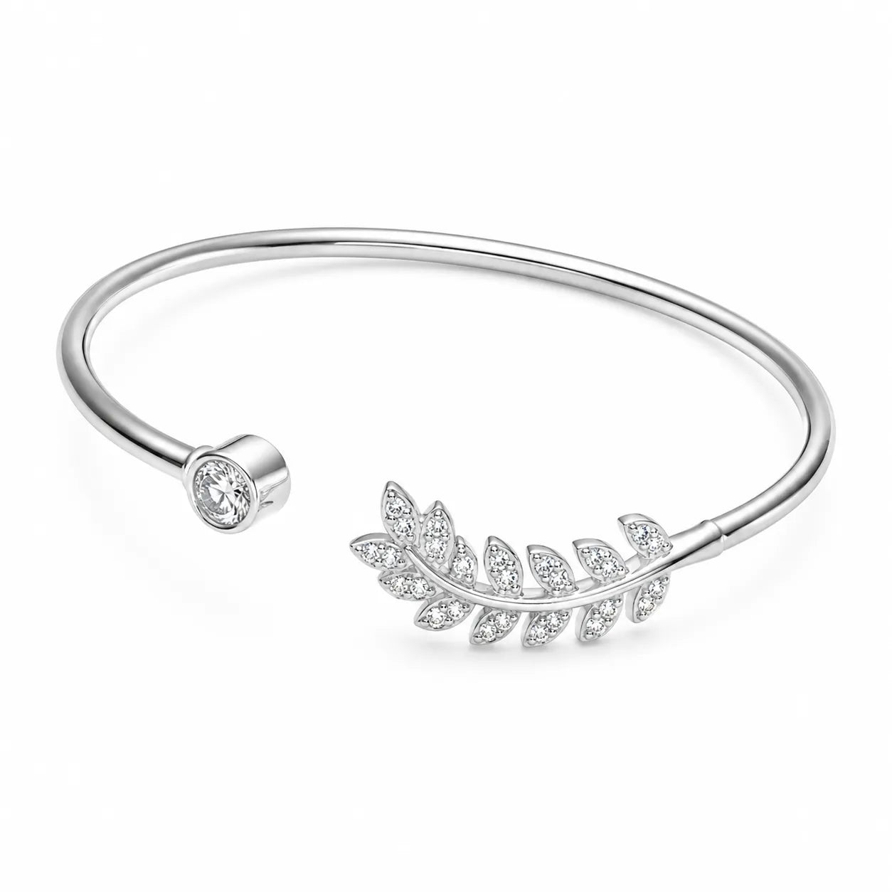 Marvel Silver leaf design silver kada for girls with sparkling stone detail
