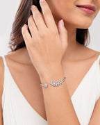 Marvel Silver leaf design silver kada for girls with sparkling stone detail