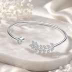 Marvel Silver leaf design silver kada for girls with sparkling stone detail