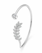 Marvel Silver leaf design silver kada for girls with sparkling stone detail