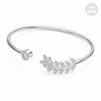 Marvel Silver leaf design silver kada for girls with sparkling stone detail