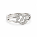 Marvel Silver leaf design silver ring for women with sparkling white stones