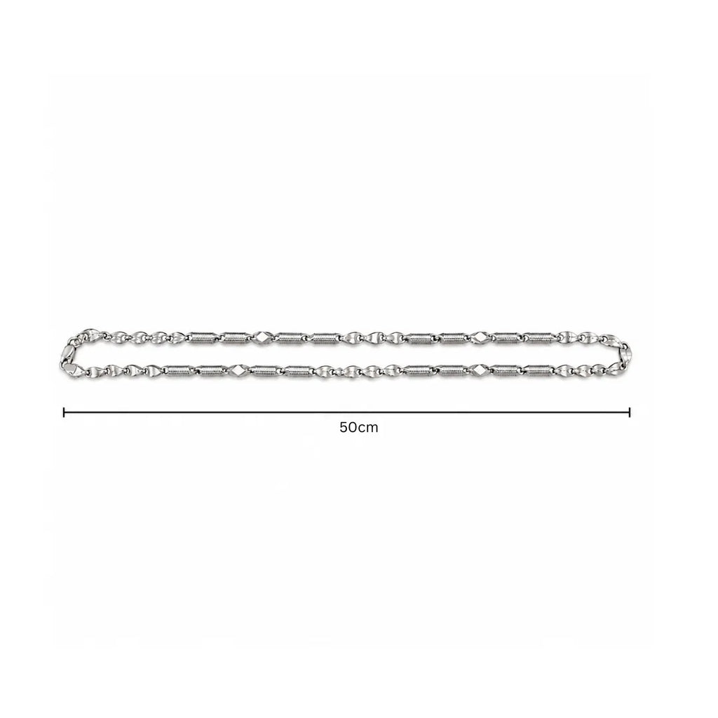 Marvel Silver leaf link silver chain for men with textured coil connectors