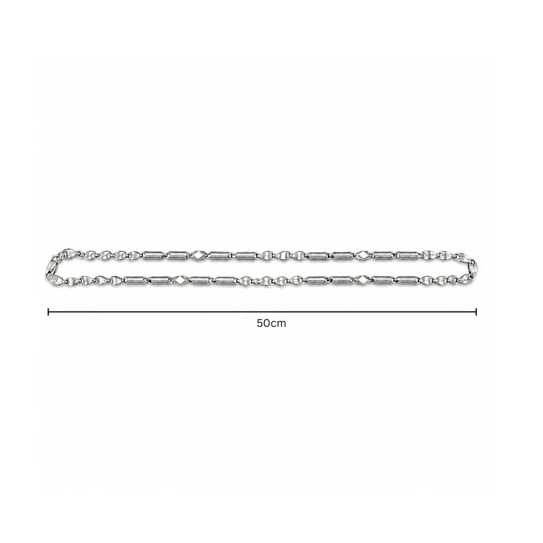 Marvel Silver leaf link silver chain for men with textured coil connectors