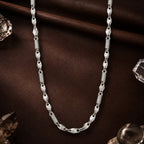 Marvel Silver leaf link silver chain for men with textured coil connectors