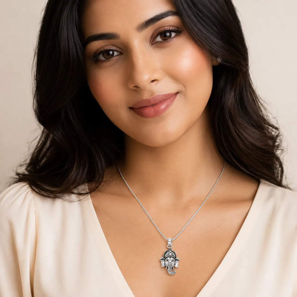 Marvel Silver Lord Ganesha silver chain pendant for girls