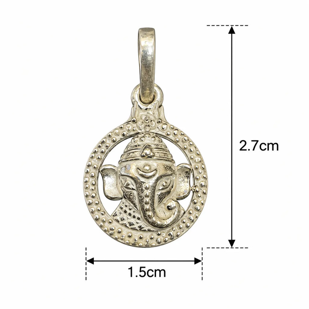 Silver Lord Ganesha Round Pendant for Men and Women – Pendant Only – Marvel Silver
