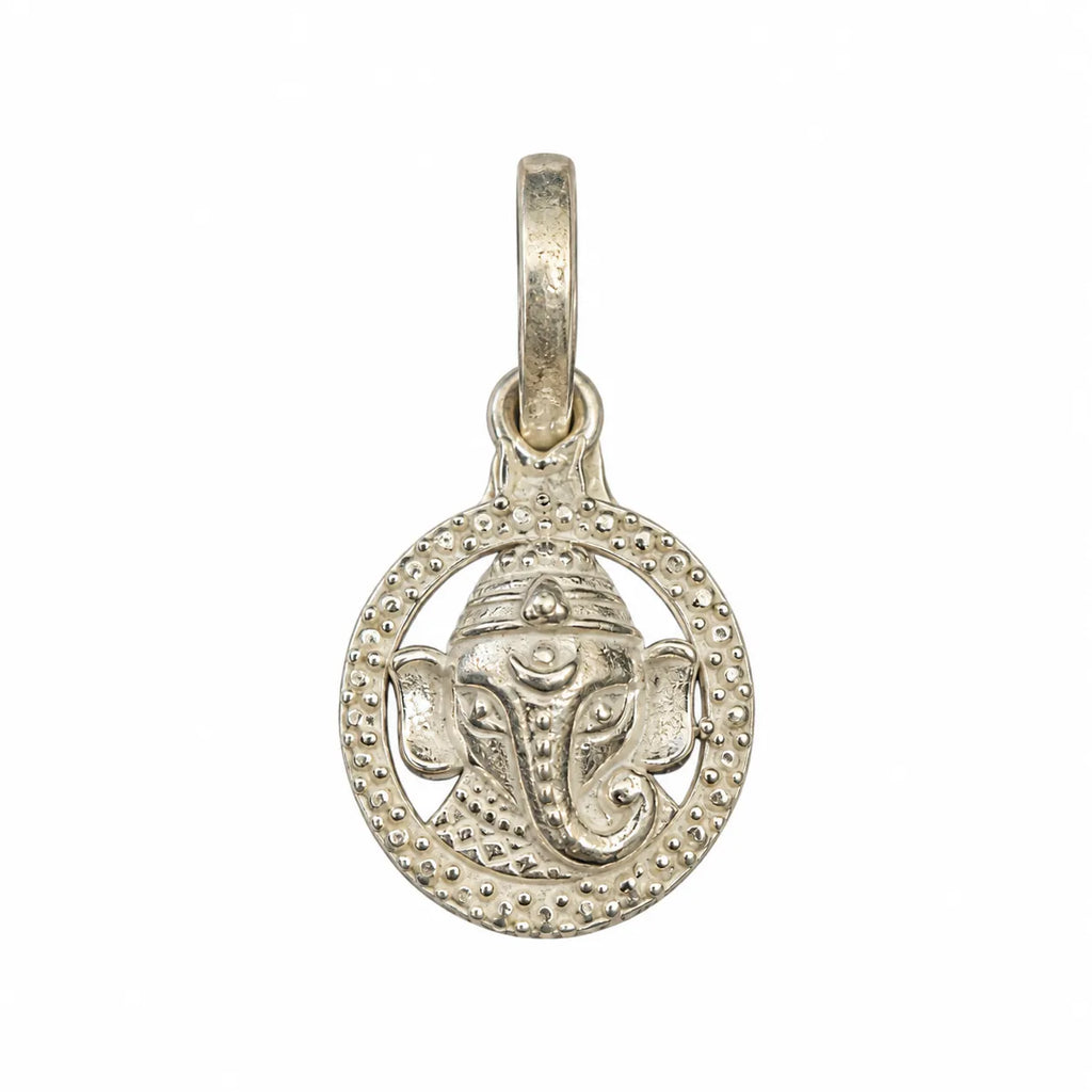 Silver Lord Ganesha Round Pendant for Men and Women – Pendant Only – Marvel Silver