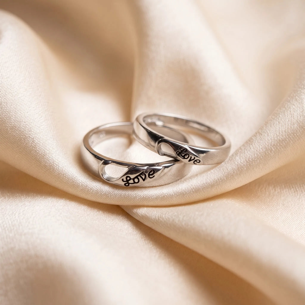 Silver Love Couple Rings for Him and Her – Marvel Silver