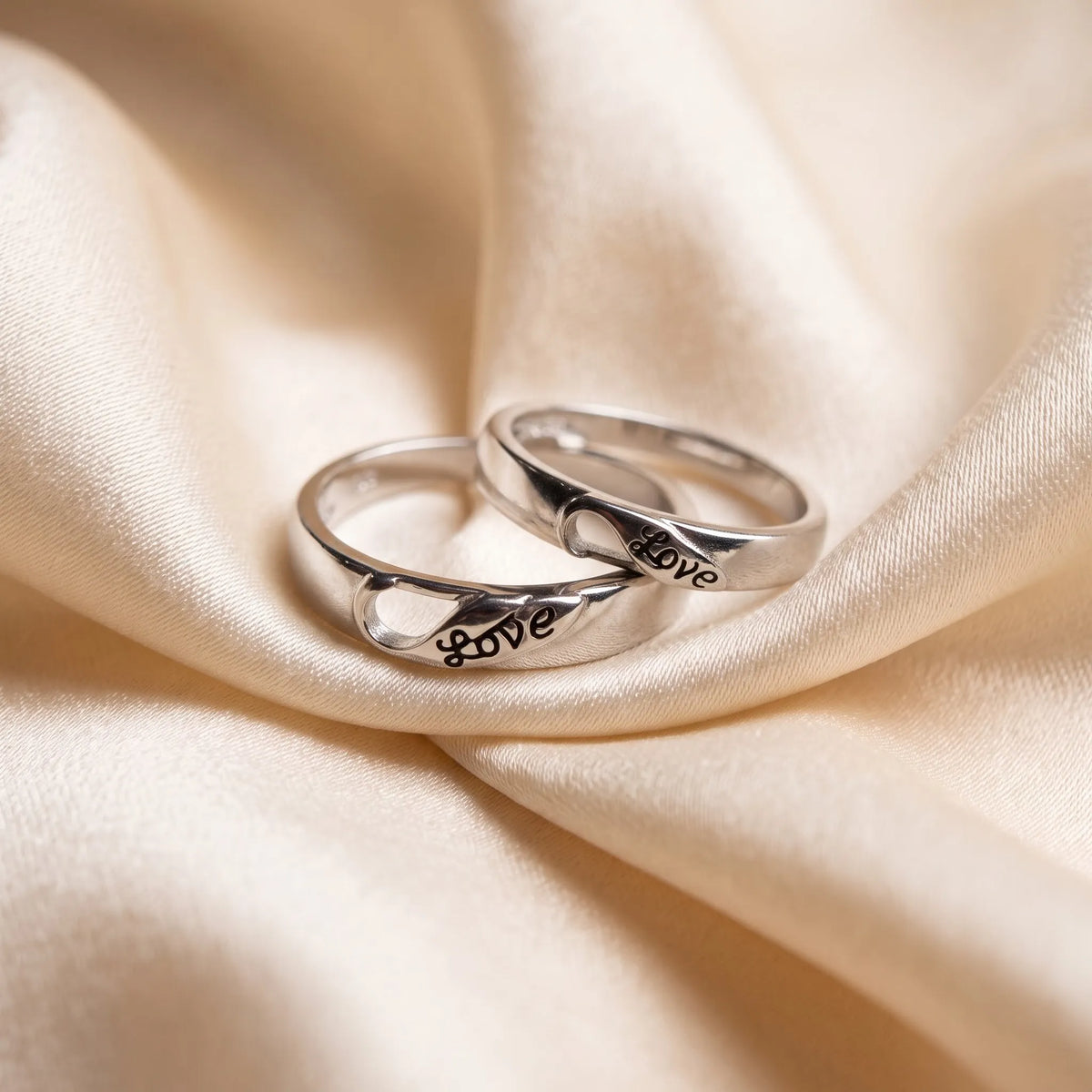 Silver Love Couple Rings for Him and Her – Marvel Silver