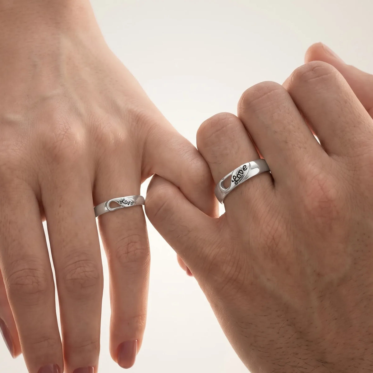 Silver Love Couple Rings for Him and Her – Marvel Silver