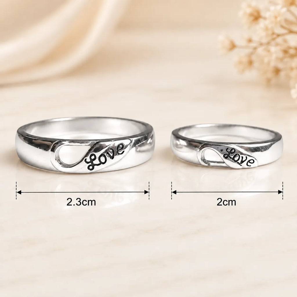 Silver Love Couple Rings for Him and Her – Marvel Silver