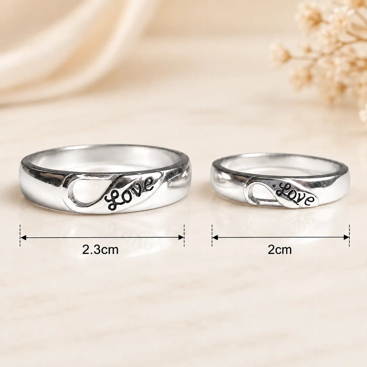 Silver Love Couple Rings for Him and Her – Marvel Silver