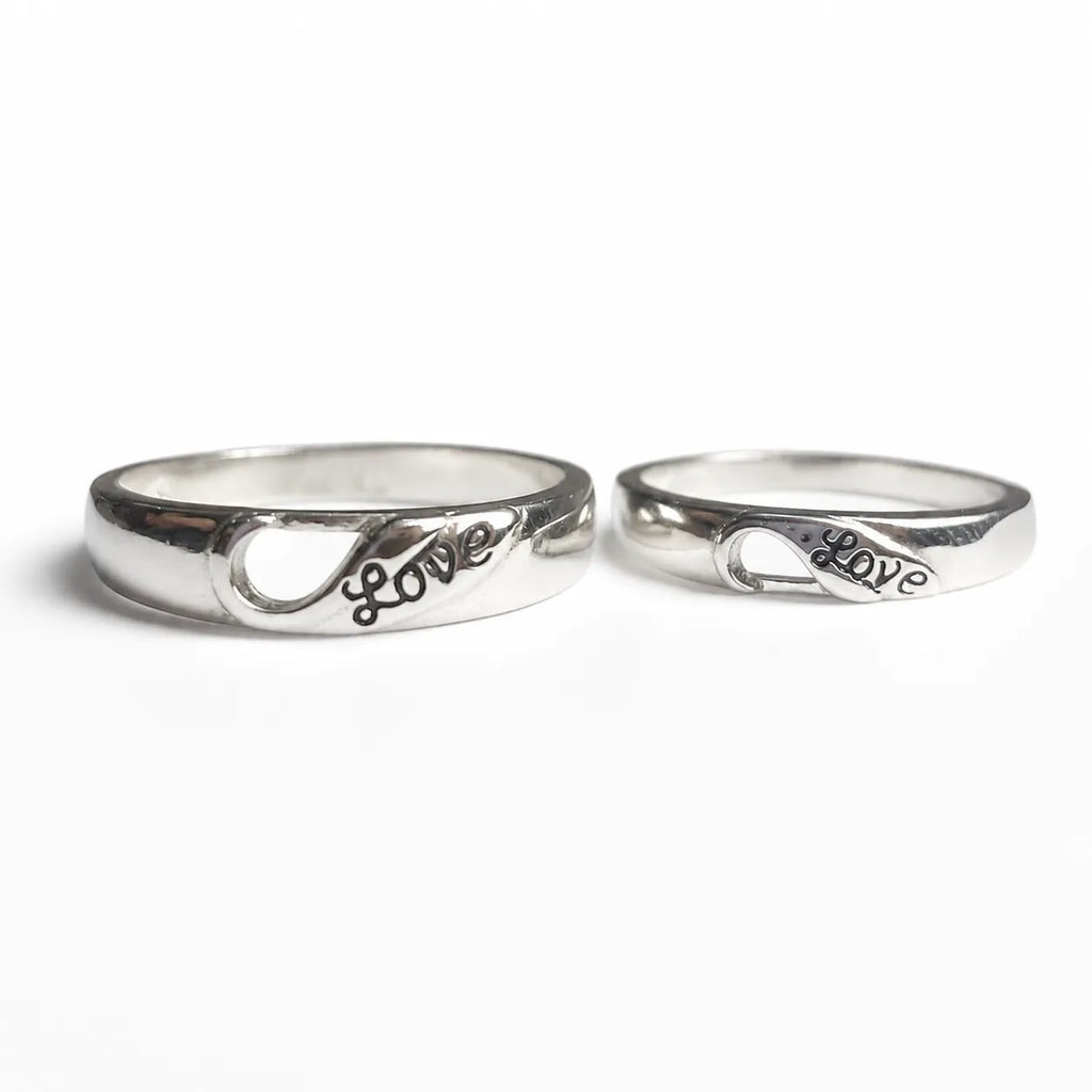 Silver Love Couple Rings for Him and Her – Marvel Silver