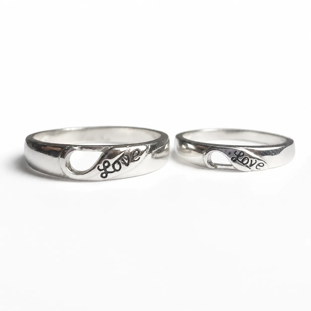 Silver Love Couple Rings for Him and Her – Marvel Silver