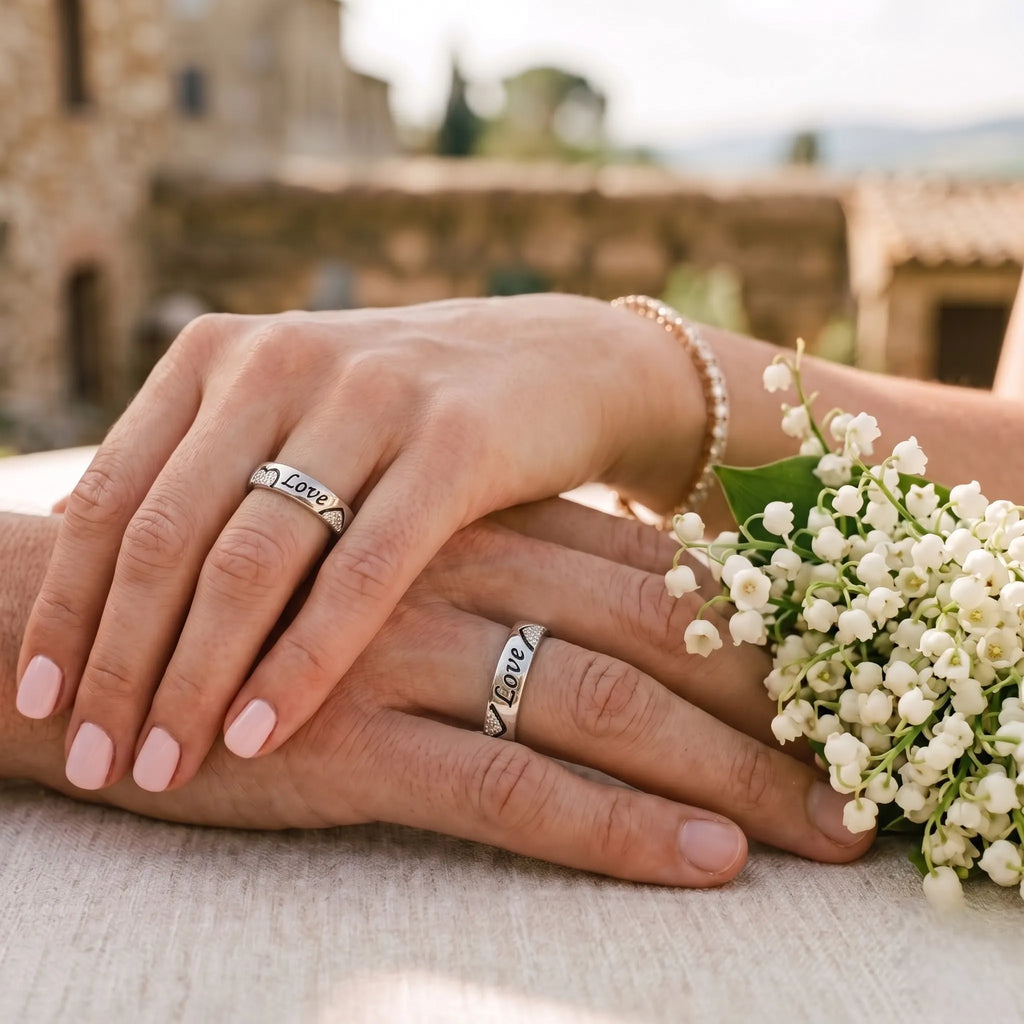Silver Love Couple Rings with Decorative Heart Design – Marvel Silver
