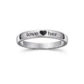 Marvel Silver Love Her engraved silver ring for women with heart design
